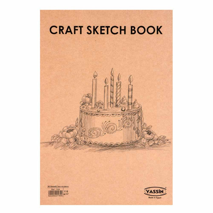 Yassin 1164 Glued Craft Sketch Book, Tart, 28x19.3 cm, 30 Sheets