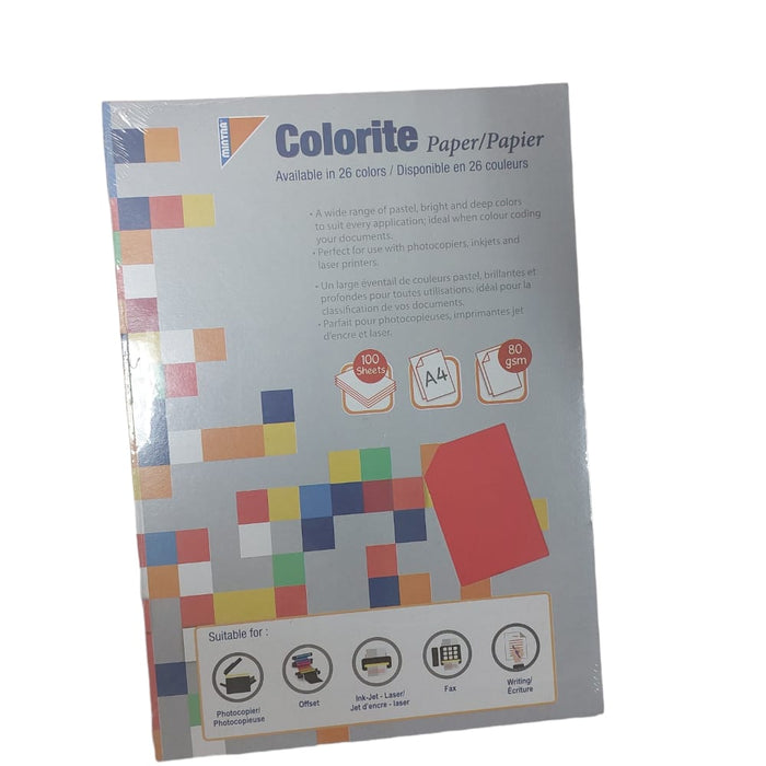 Mintra Colorite Colored Paper, SizeA4 (29.5 x 21cm), 80 gm, 100 Sheets