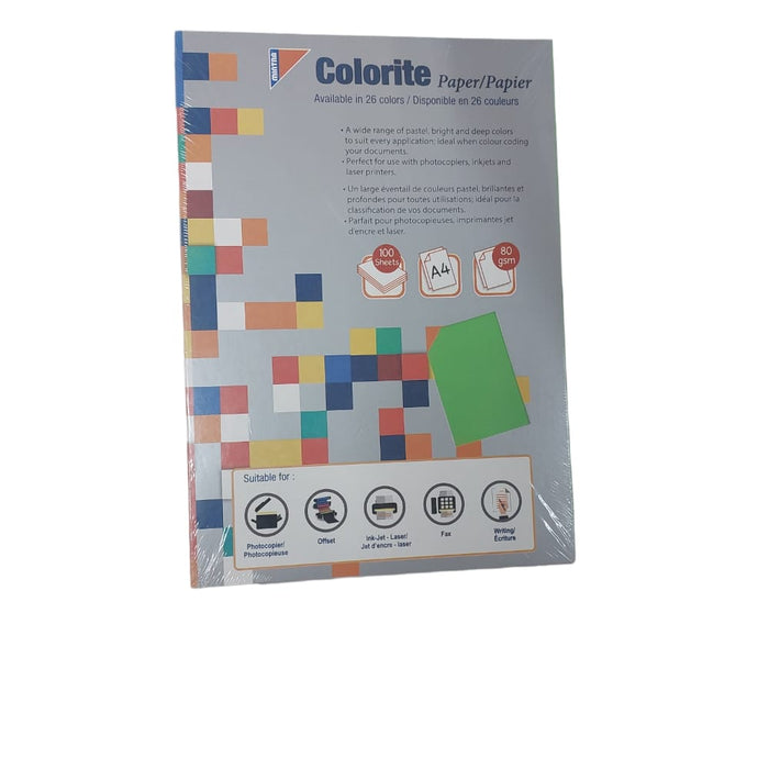 Mintra Colorite Colored Paper, SizeA4 (29.5 x 21cm), 80 gm, 100 Sheets