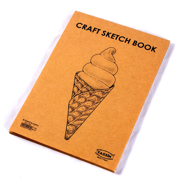 Yassin 1164 Glued Craft Sketch Book, Ice Cream, 28x19.3 cm, 30 Sheets
