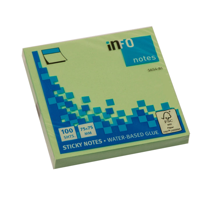 Info Sticky Notes 5654-81, 75x75 mm, 100 Sheets, Green
