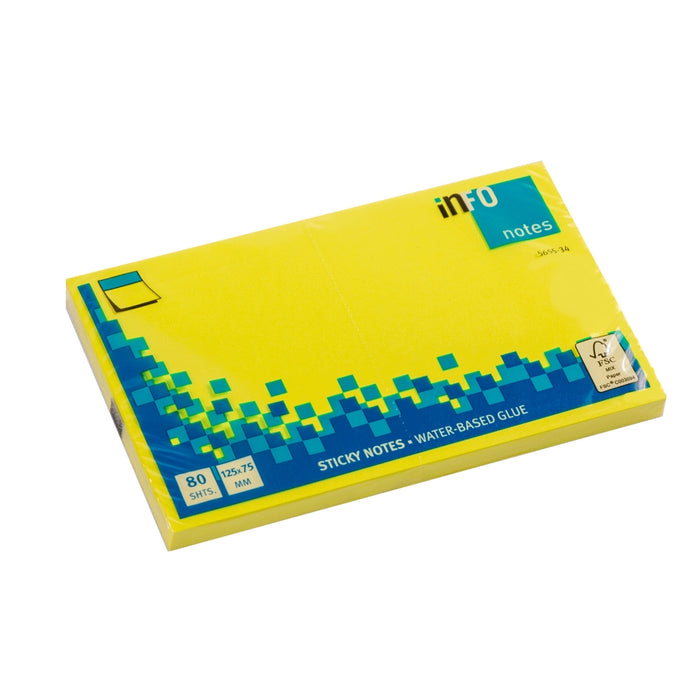 Info Sticky Notes 5655-34, 12.5x7.5cm, 80 Sheets, Yellow