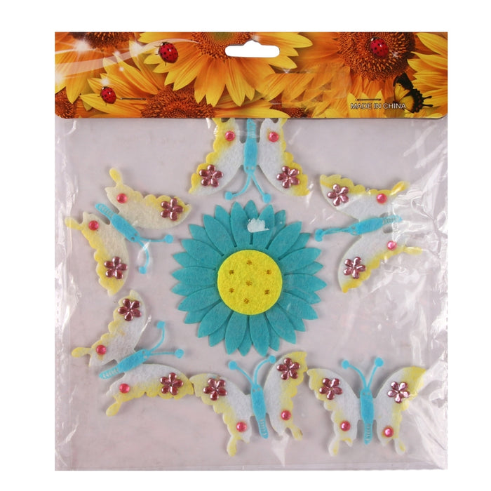 OE Arts & Crafts Felt Die Cut Shapes, Sunflower &amp; Butterflies, Pack of 7, Assorted Colors