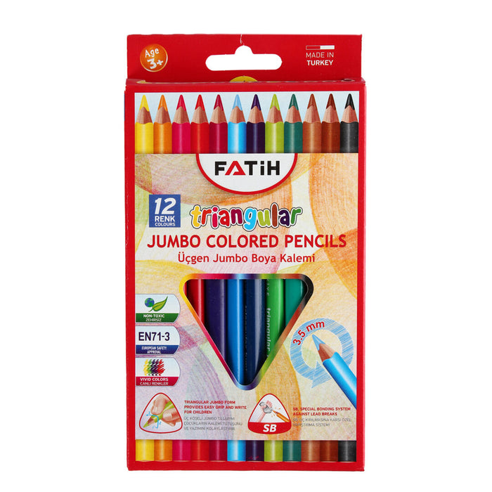 Fatih Triangular Jumbo Colored Pencils, Set of 12