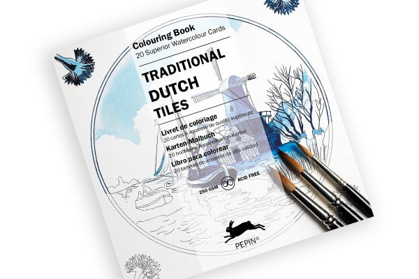 PEPIN 6518 Traditional Dutch Tiles, Watercolor Cards, 15×15, 20 Design