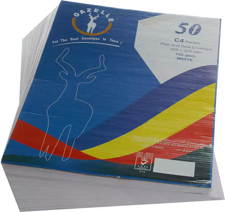 Gazelle Paper Envelope, C4 (23x32.3cm), 100 gm, Pack of 50