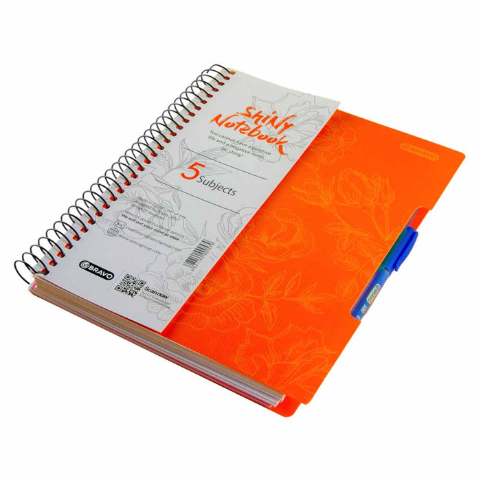 Bravo Shiny Spiral Notebook, A4 (29.5 x 21cm), 200 Sheets