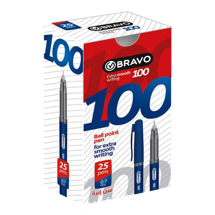 Bravo 100 Ballpoint Pens, Pack of 25 Pen