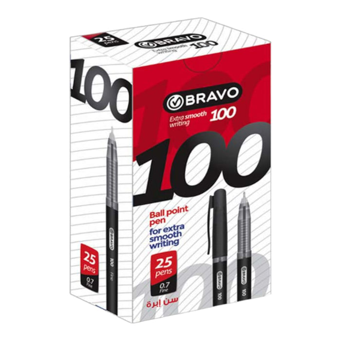 Bravo 100 Ballpoint Pens, Pack of 25 Pen