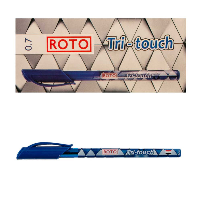 Roto Tri-Touch Pen, 0.7mm, Pack Of 12, Blue