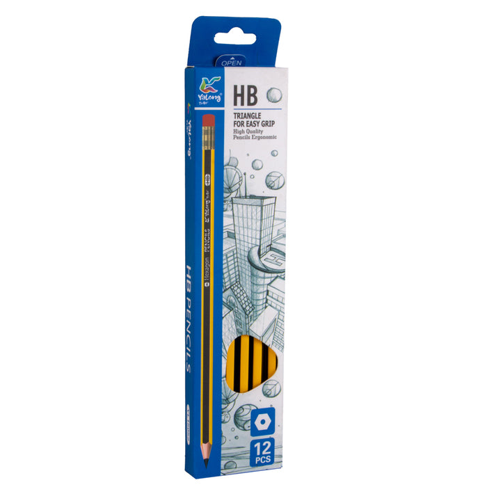 قلم رصاص باستيكة HB , 12 قطعه , 2.2 مم , YL-15052 من يالونج