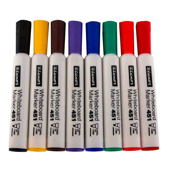 Luxor 451 Whiteboard Marker, Chisel Tip, Set Of 8 Colors