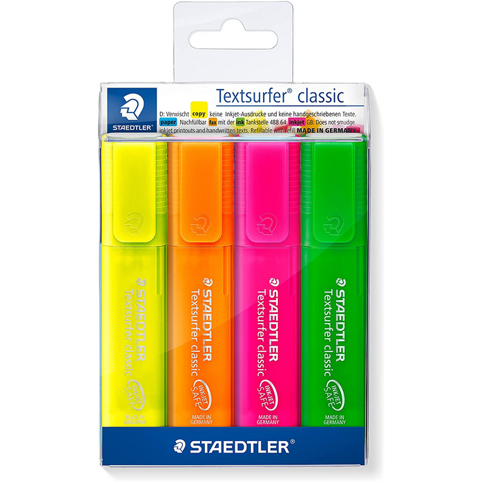 Staedtler 364 PWP Highlighter, Pack of 4, Neon