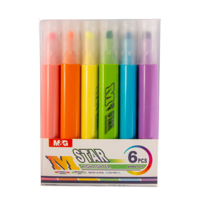 هايلايتر موديل AHMV7671, متعدد الألوان, 6 أقلام من أم اند جى