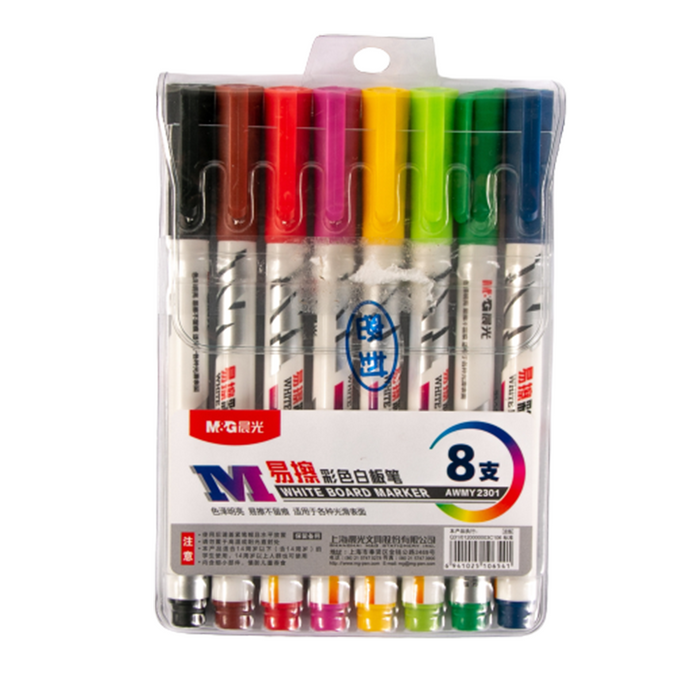 أقلام السبورة البيضاء، طرف رفيع ، 8 ألوان من أم أند جى موديل AWMY2301
