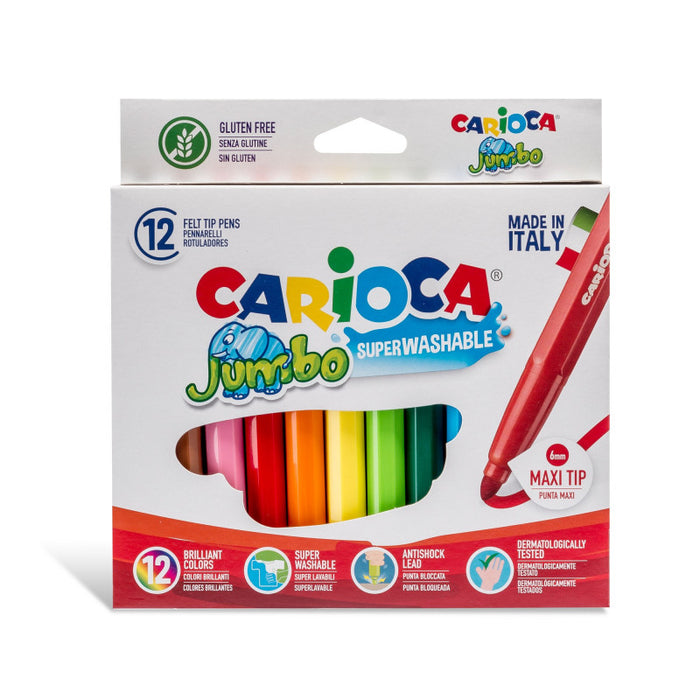 Carioca 40569 Jumbo Super Washable Felt Tip Colors, Set of 12