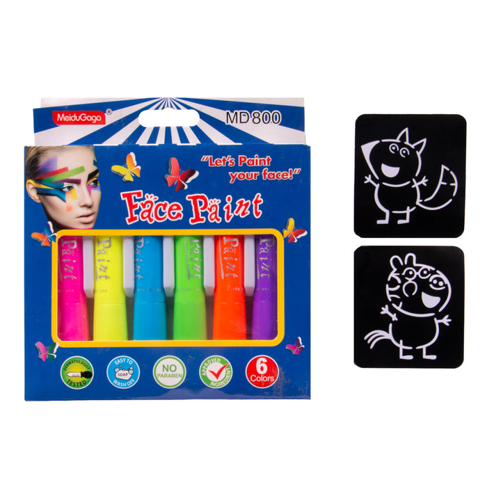 MeiduGaga MD800 Non-Toxic Face Paint, Pack of 6 Colors, Multi Color