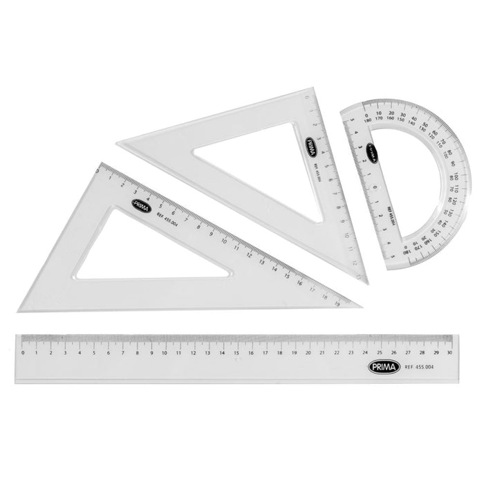 أدوات قياس هندسية, 30 سم, عدد 4 قطع من بريما