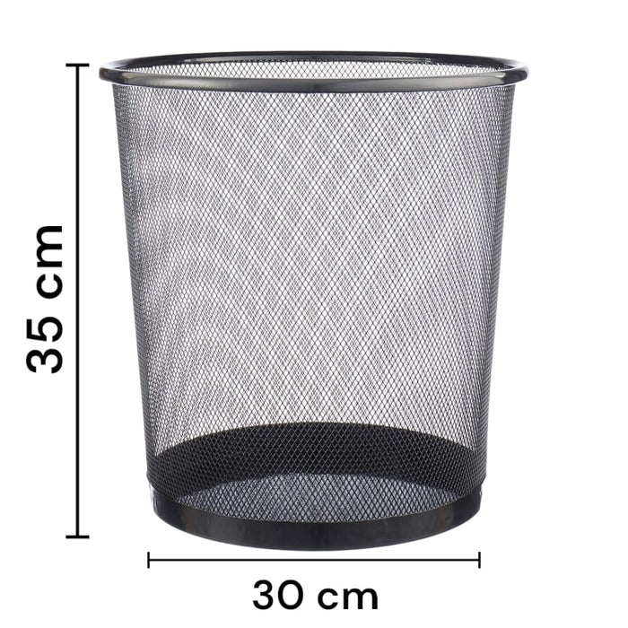 Metal Round Waste Bin, Diameter 30cm, Black