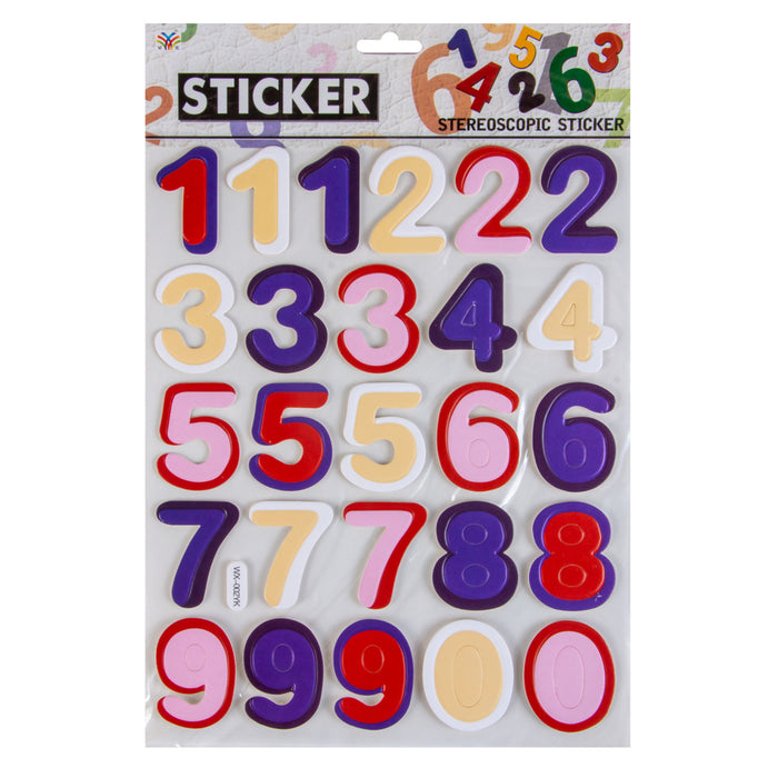 English Numbers Sticker WX-002YK, MultiColor