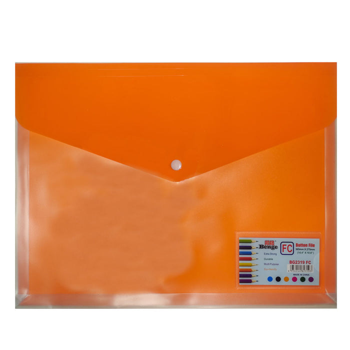 Benge BG2319 Envelope Folder with Button, Size FC, Orange