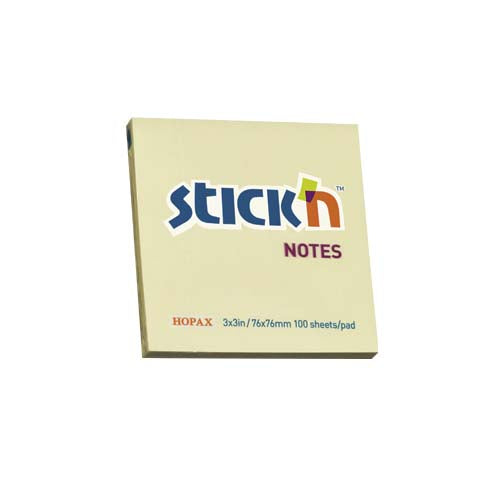 Hopax Stick’n 21007 Sticky Notes, 100 Sheets, 7.6x7.6 cm, Yellow