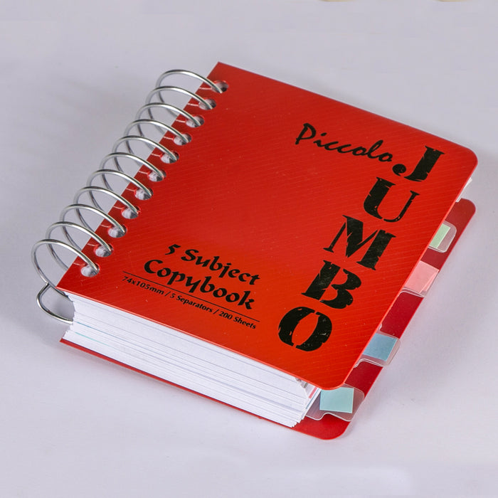 Mintra Jumbo Piccolo Spiral Notebook, A7 ( 7.5 x 10.5 cm), 200 Sheets, 5 Subjects