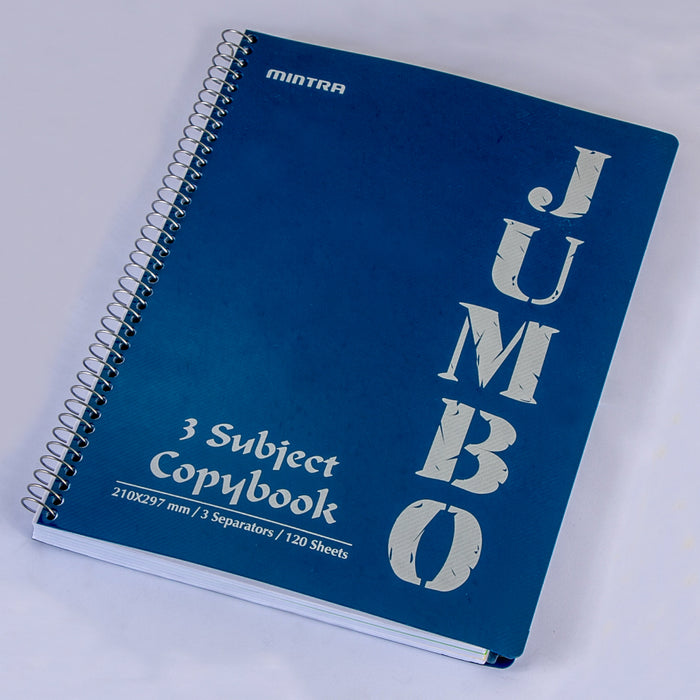 Mintra Jumbo Notebook A4, 3 Subject, Size 210 × 279 mm, Lined Ruling, 120 Sheets