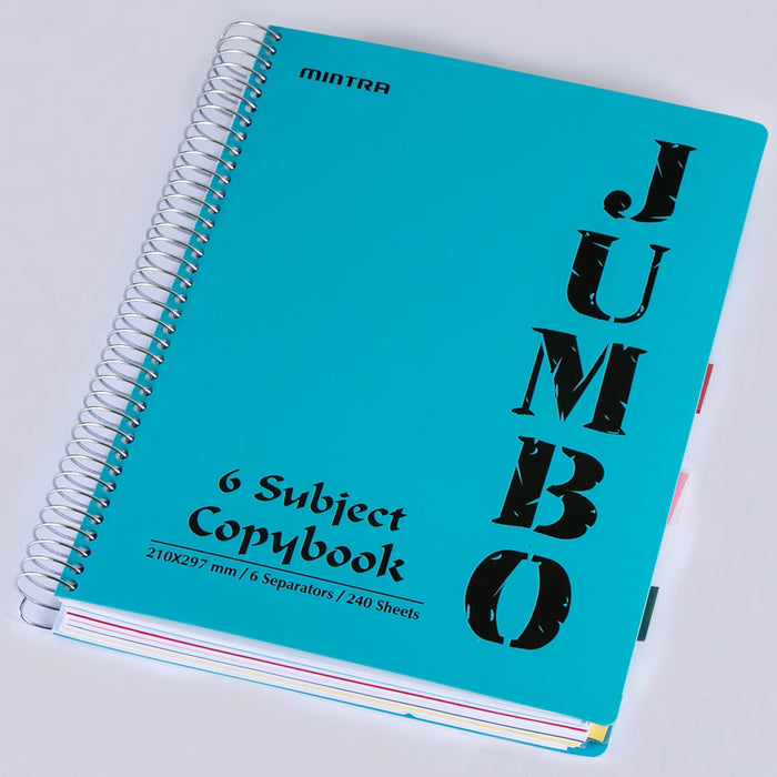 Mintra Jumbo Notebook A4, 6 Subject, Size 21 × 29.5 cm, Lined Ruling, 240 Sheets
