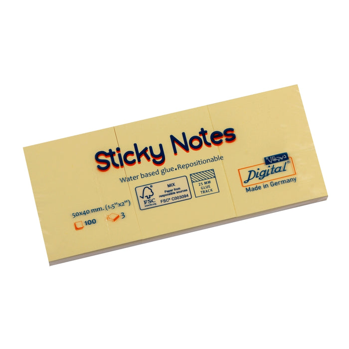 Digital 5653-01 Sticky Notes, 5x4 cm, 3x100 Sheets, Yellow