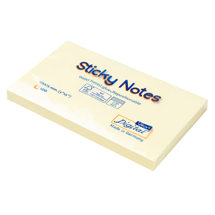 Digital 5655-01 Sticky Notes, 12.5x7.5 cm, 100 Sheets, Yellow