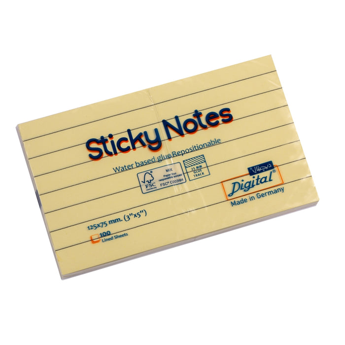 Digital Sticky Notes 5664-01-L, Lined, Size 12.5x7.5 cm, 100 Sheets, Yellow