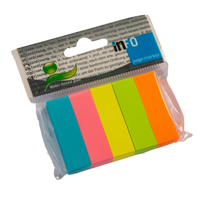Info 5679-39-PK-5 Sticky Page Markers, 1.5x5 cm, 100 Sheets x 5 Color
