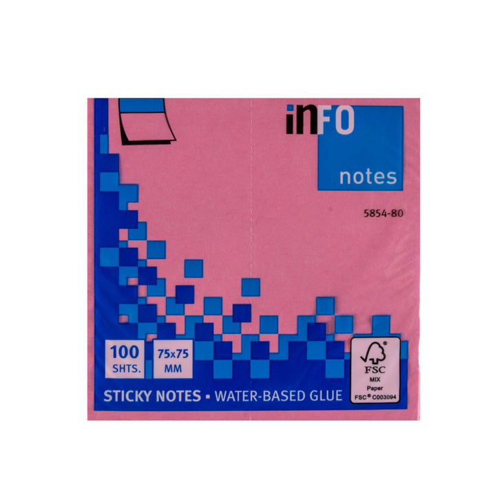 Info 5854-80 Harmony Sticky Notes, 7.5x7.5 cm, 100 Sheets