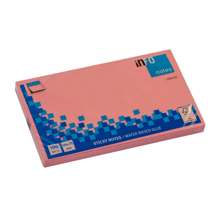Info 5655-02 Sticky Notes, 12.5x7.5 cm, 100 Sheets, Pink