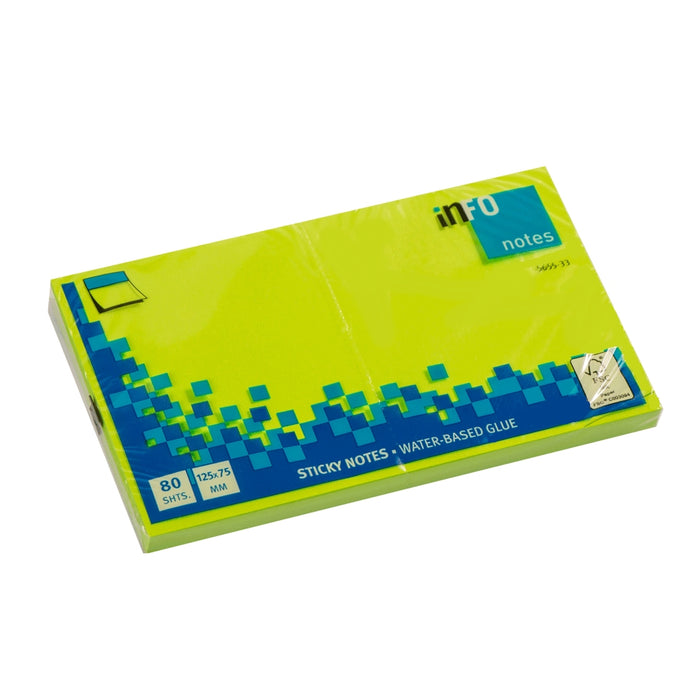 Info 5655-33 Sticky Notes, 12.5x7.5cm, 80 Sheets, Green