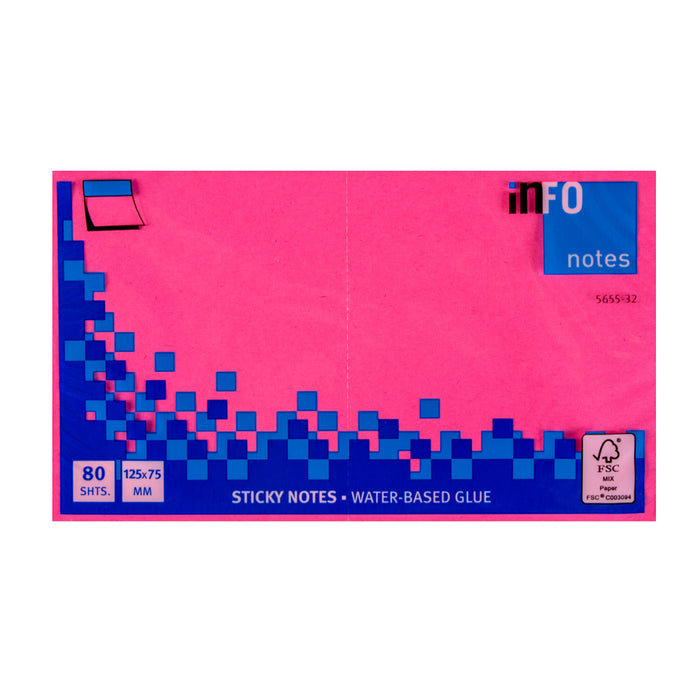 Info Sticky Notes 5655-32, 12.5x7.5cm, 80 Sheets, Pink