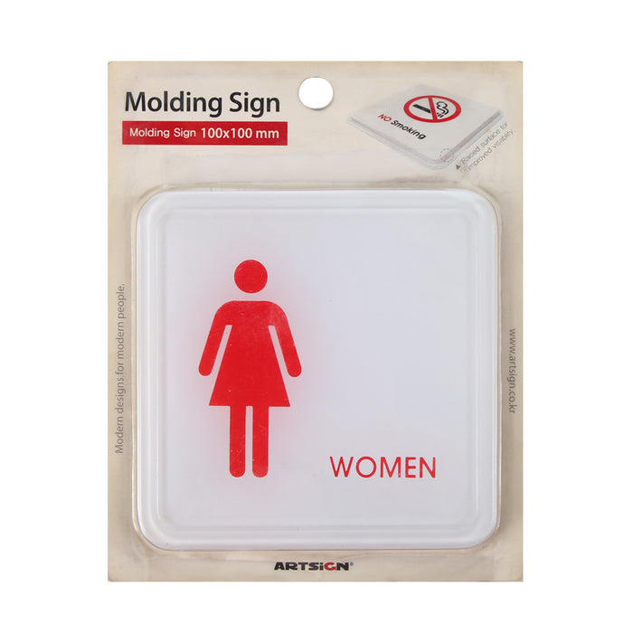 WC Adhesive Door Sign, 100x100 mm., Women