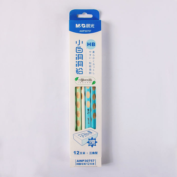 M&G AWP30757 Pencil HB without Eraser, Pack of 12 + Eraser in Box