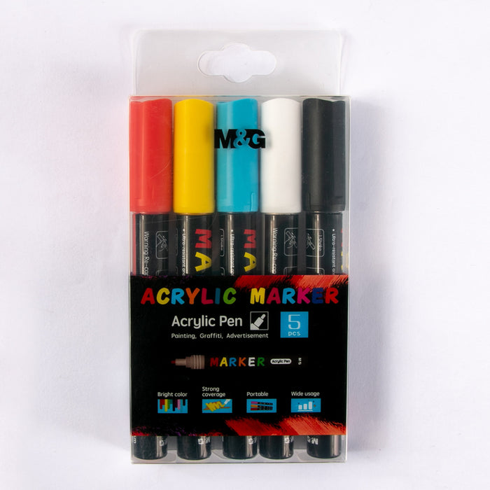 طقم أقلام أكريليك موديل APL976D8 من أم اند جى, 5 ألوان