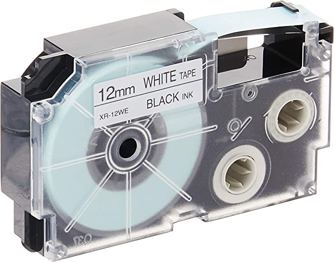 Casio XR Tape Cartridge for Label Printer, 12 mm., Black Ink