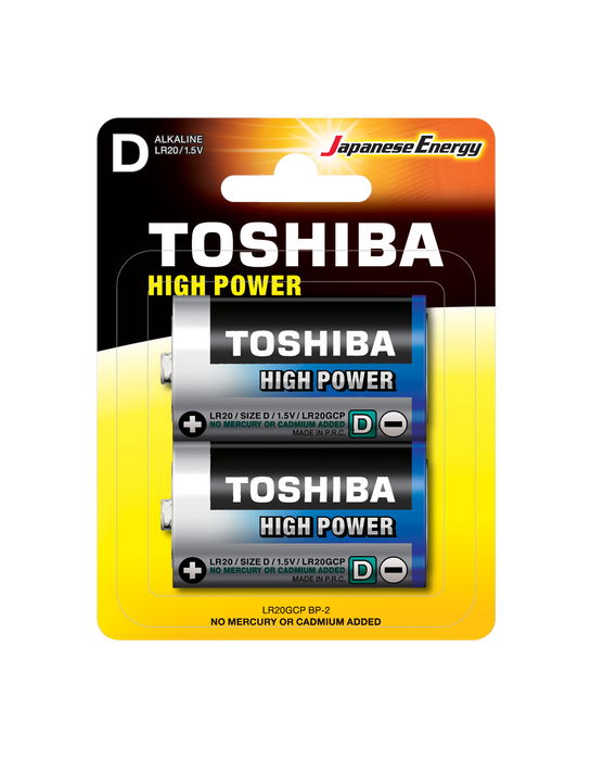 Toshiba D Alkaline Battery, Pack of 2