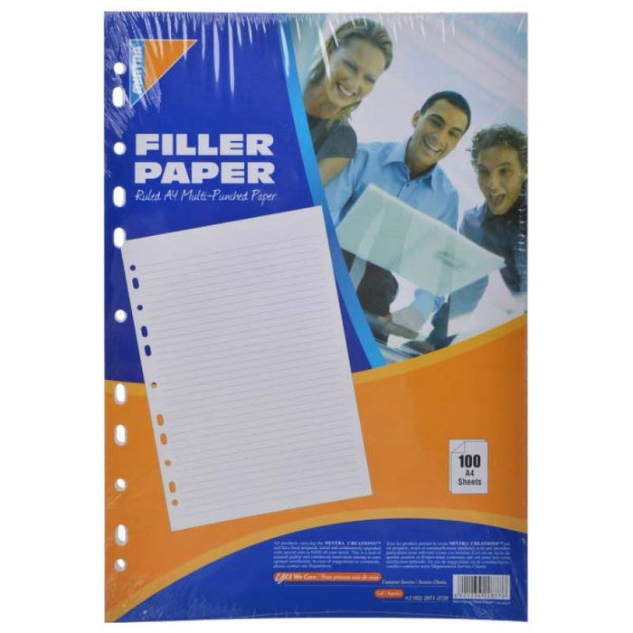 Mintra Filler Paper, A4 (29.5 x 21cm), Lined & Hole Punched, 100 Sheets
