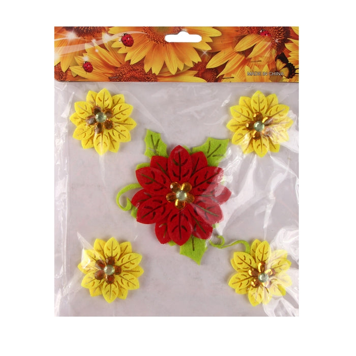 OE Arts & Crafts Felt Die Cut Shapes, Flowers, Pack of 5, Assorted Colors