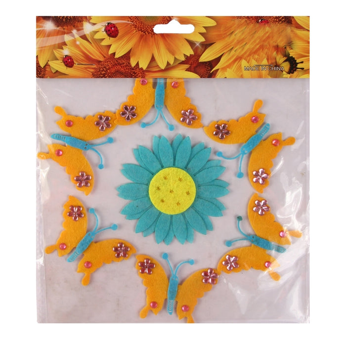 OE Arts & Crafts Felt Die Cut Shapes, Sunflower &amp; Butterflies, Pack of 7, Assorted Colors