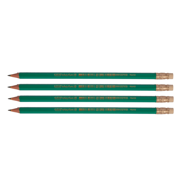 Bic Evolution Green HB Pencil with Eraser, Pack of 4