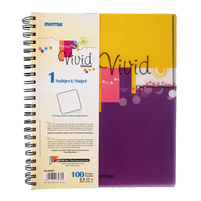 Mintra Vivid Notebook, 1 Subject, 23 x 27.9 cm, Lined Ruling, 100 Sheets