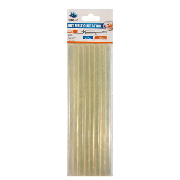 Hebang Mini Wax Sticks, Clear, 7×180 mm, Pack of 8