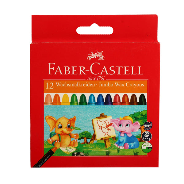 Faber Castell 120037 Jumbo Wax Crayons, 12 Colors