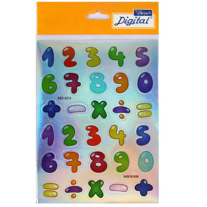 Digital BSD-A214 Stickers, Numbers, Pack of 4 Sheets
